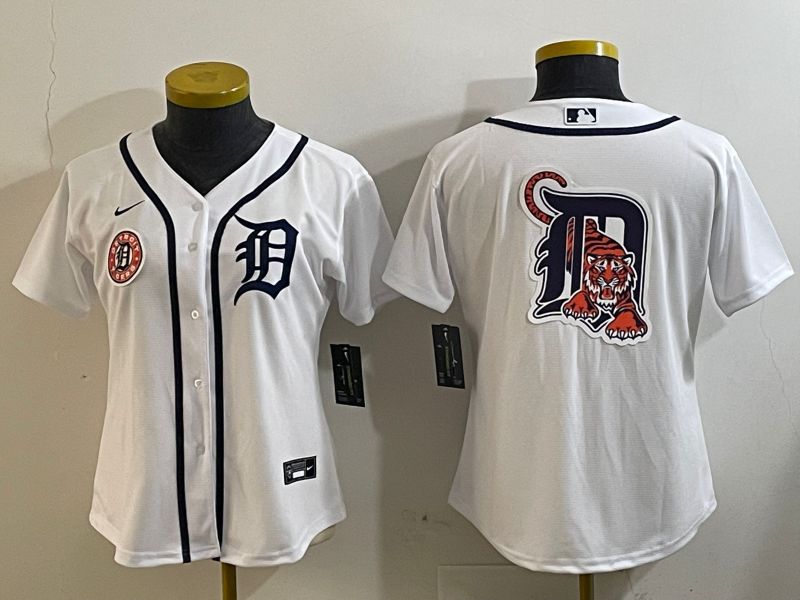 Women Detroit Tigers Blank White Game 2025 Nike MLB Jersey style 1->women mlb jersey->Women Jersey